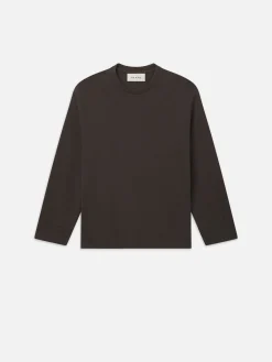 FRAME Duo Fold Long Sleeve Crew in Dark Taupe< Tees & Polos