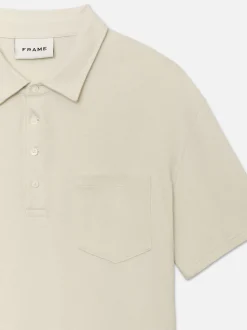 FRAME Duo Fold Polo in White Canvas< Tees & Polos