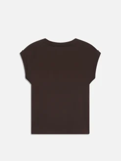 FRAME Easy V-Neck Tee in Chocolate Brown<Women Tanks & Tees