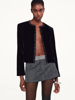 FRAME Embellished Velvet Jacket in<Women Jackets & Coats