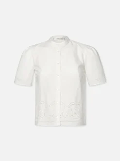 FRAME Embroidered Short Sleeve Shirt in<Women Tops & Blouses