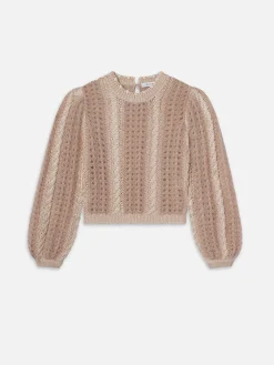 FRAME Femme Cable Mix Sweater in Blush Multi<Women Sweaters
