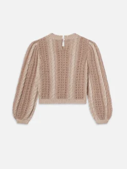 FRAME Femme Cable Mix Sweater in Blush Multi<Women Sweaters