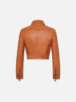 FRAME Fitted Leather Moto Jacket in Light Whiskey<Women Leather & Suede|Jackets & Coats