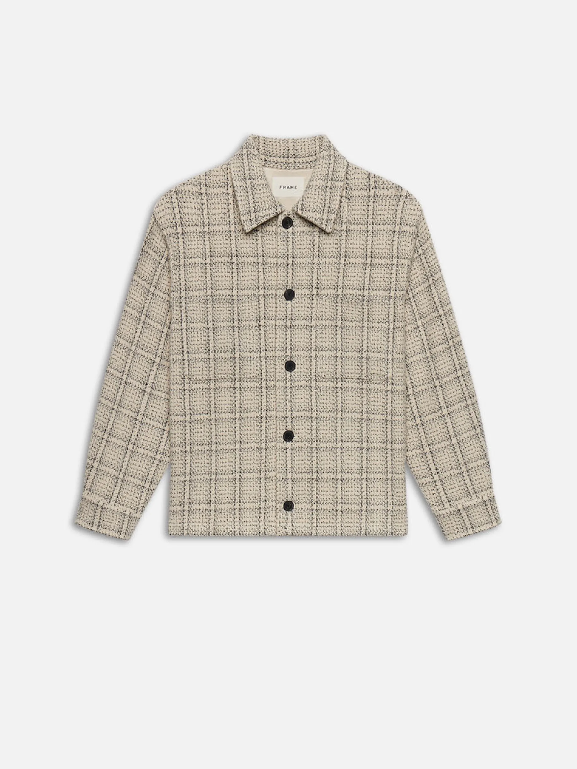 FRAME Flannel Overshirt Jacket in Off White Plaid< Jackets & Coats