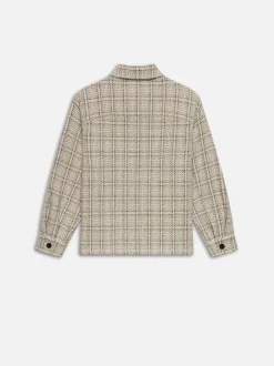 FRAME Flannel Overshirt Jacket in Off White Plaid< Jackets & Coats