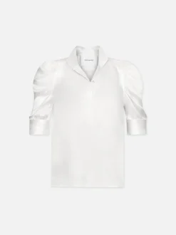FRAME Gillian Top in Glossy Off White<Women Tops & Blouses