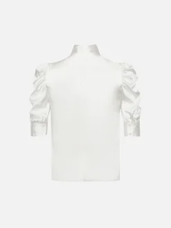 FRAME Gillian Top in Glossy Off White<Women Tops & Blouses