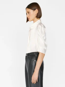 FRAME Gillian Top in Glossy Off White<Women Tops & Blouses