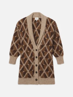 FRAME Grandfather Shawl Cardi in Cream Multi<Women Sweaters