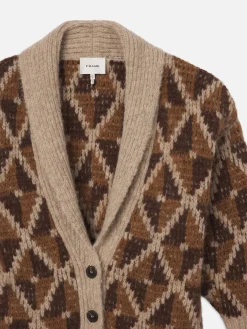 FRAME Grandfather Shawl Cardi in Cream Multi<Women Sweaters