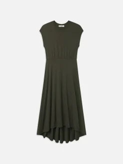 FRAME Handkerchief Hem Jersey Dress in Rich Military<Women Dresses & Jumpsuits