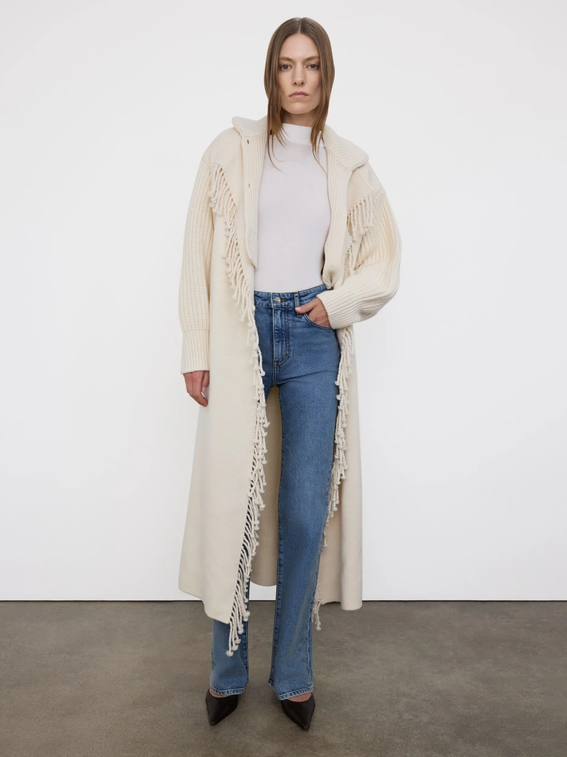 FRAME Jacquard Fringe Coat in<Women Jackets & Coats