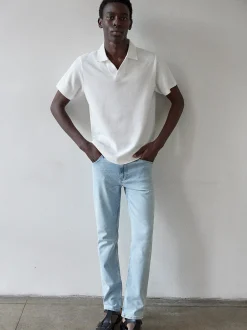FRAME Jacquard Polo in Off White< Tees & Polos