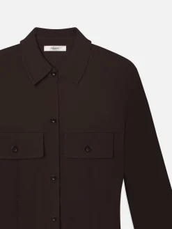 FRAME Jersey Button Up Shirt in Chocolate Brown<Women Tops & Blouses