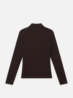 FRAME Jersey Button Up Shirt in Chocolate Brown<Women Tops & Blouses