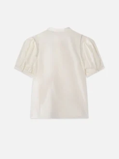 FRAME Lace Shoulder Inset Blouse in<Women Tops & Blouses