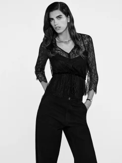 FRAME Lace V-Neck Blouse in<Women Tops & Blouses