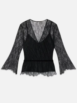 FRAME Lace V-Neck Blouse in<Women Tops & Blouses