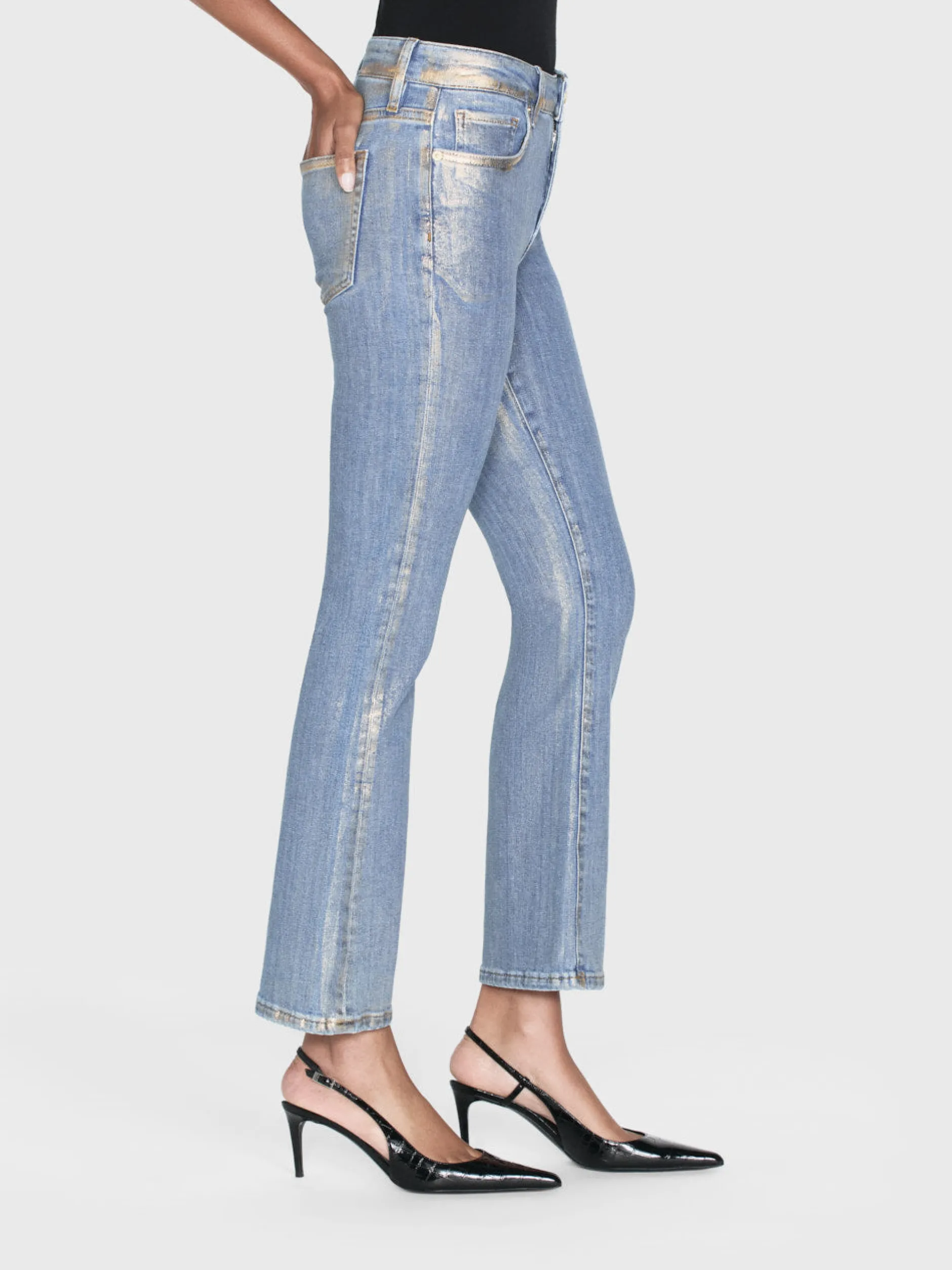FRAME Le Crop Mini Boot in Gold Hologram<Women Bootcut
