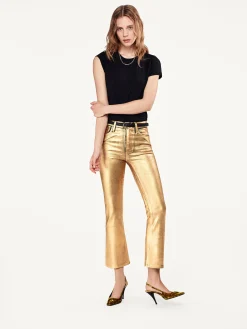 FRAME Le Crop Mini Boot in Gold Chrome<Women Bootcut