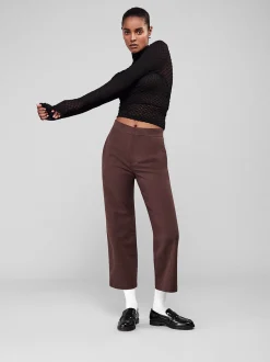 FRAME Le Jane Crop Trouser in Chocolate Brown<Women Pants