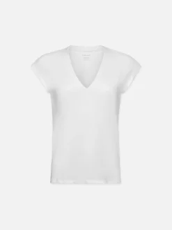 FRAME Le Mid Rise V Neck Tee in<Women Tanks & Tees