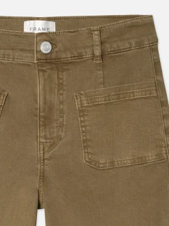 FRAME Le Slim Palazzo Bardot Pocket in Khaki Green<Women Wide Leg