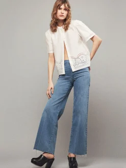 FRAME Le Slim Palazzo Raw Fray in<Women Wide Leg