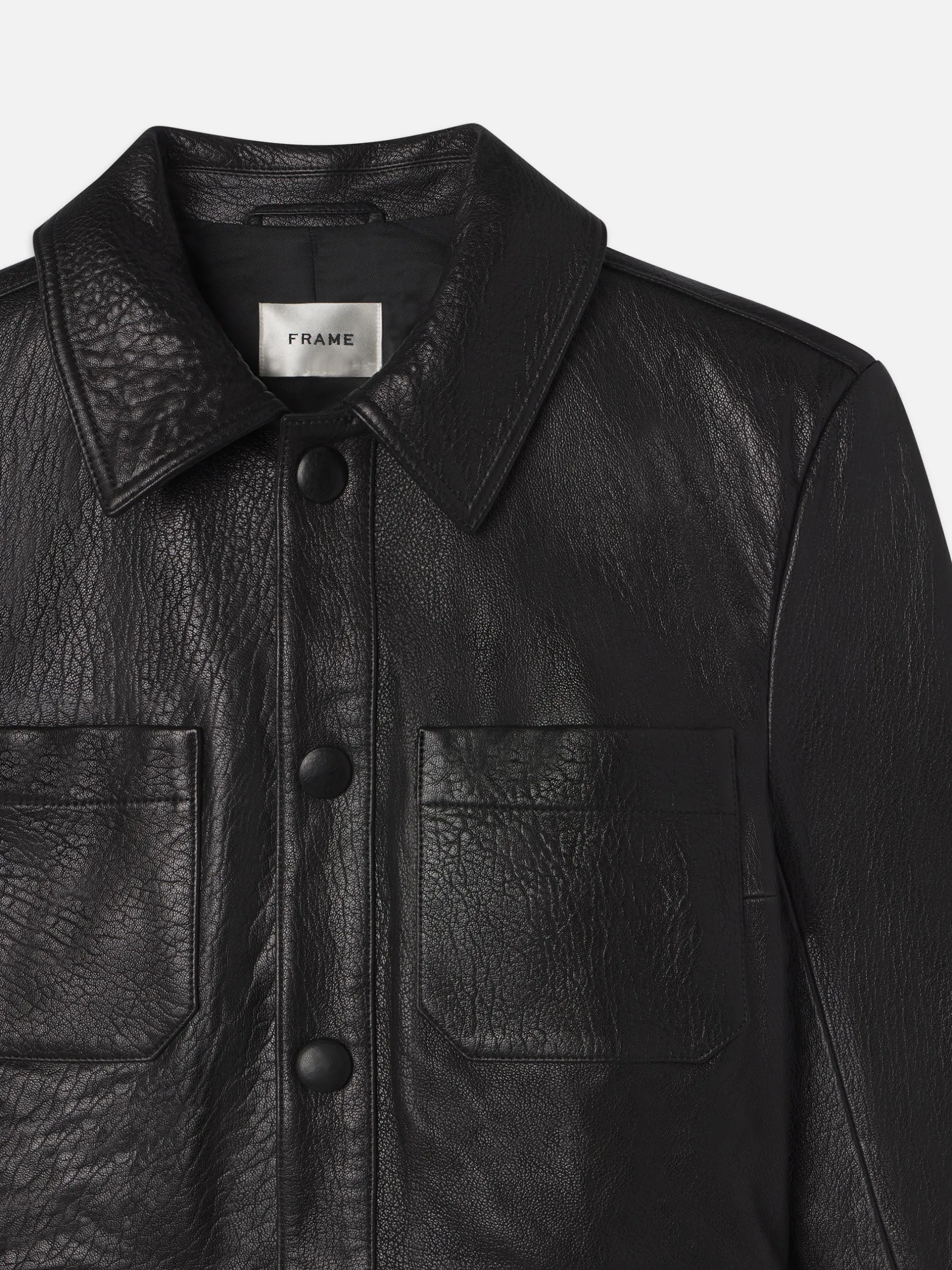 FRAME Leather Button Front Jacket in<Women Leather & Suede|Jackets & Coats