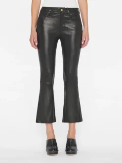FRAME Leather Le Crop Mini Boot in Washed Black<Women Leather & Suede|Pants
