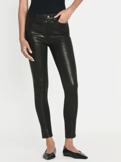 FRAME Leather Le High Skinny in Washed Black<Women Leather & Suede|Pants