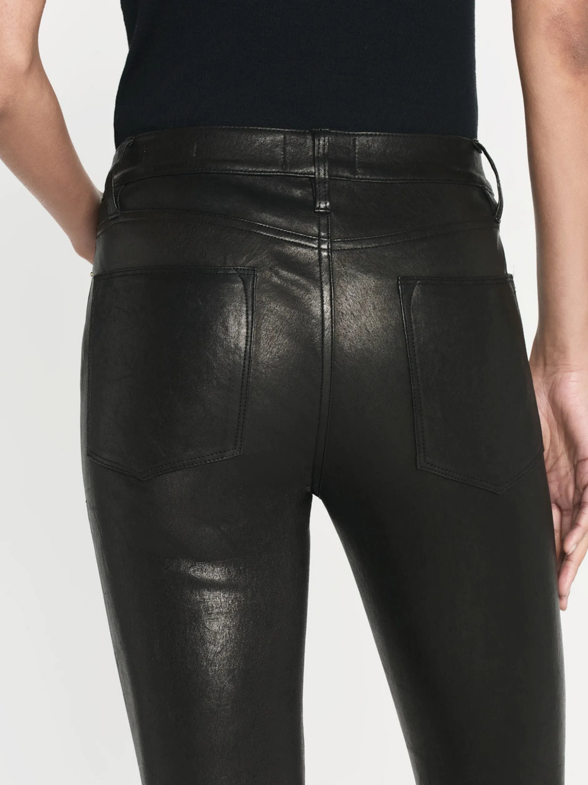 FRAME Leather Le High Skinny in Washed Black<Women Leather & Suede|Pants
