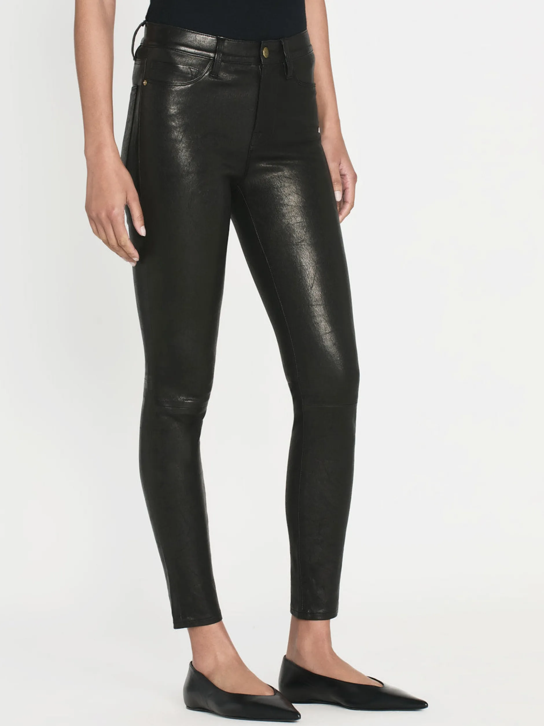 FRAME Leather Le High Skinny in Washed Black<Women Leather & Suede|Pants