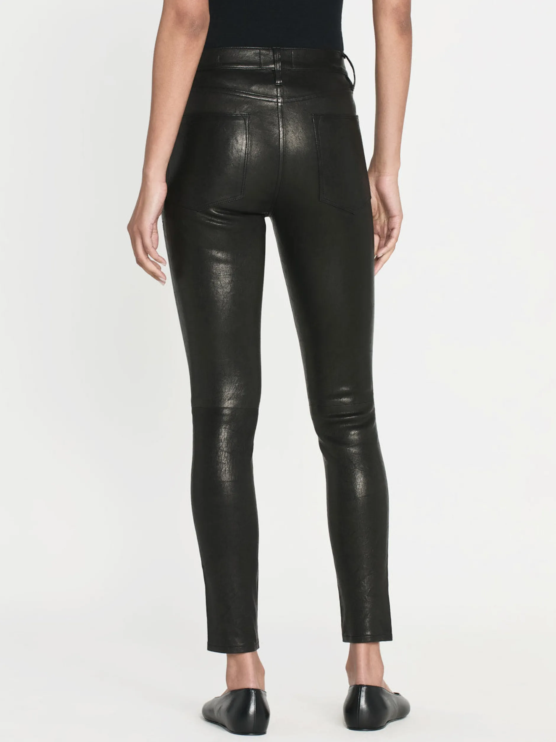 FRAME Leather Le High Skinny in Washed Black<Women Leather & Suede|Pants