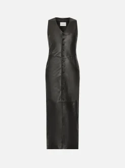 FRAME Leather Midi Vest Dress in<Women Leather & Suede|Jackets & Coats
