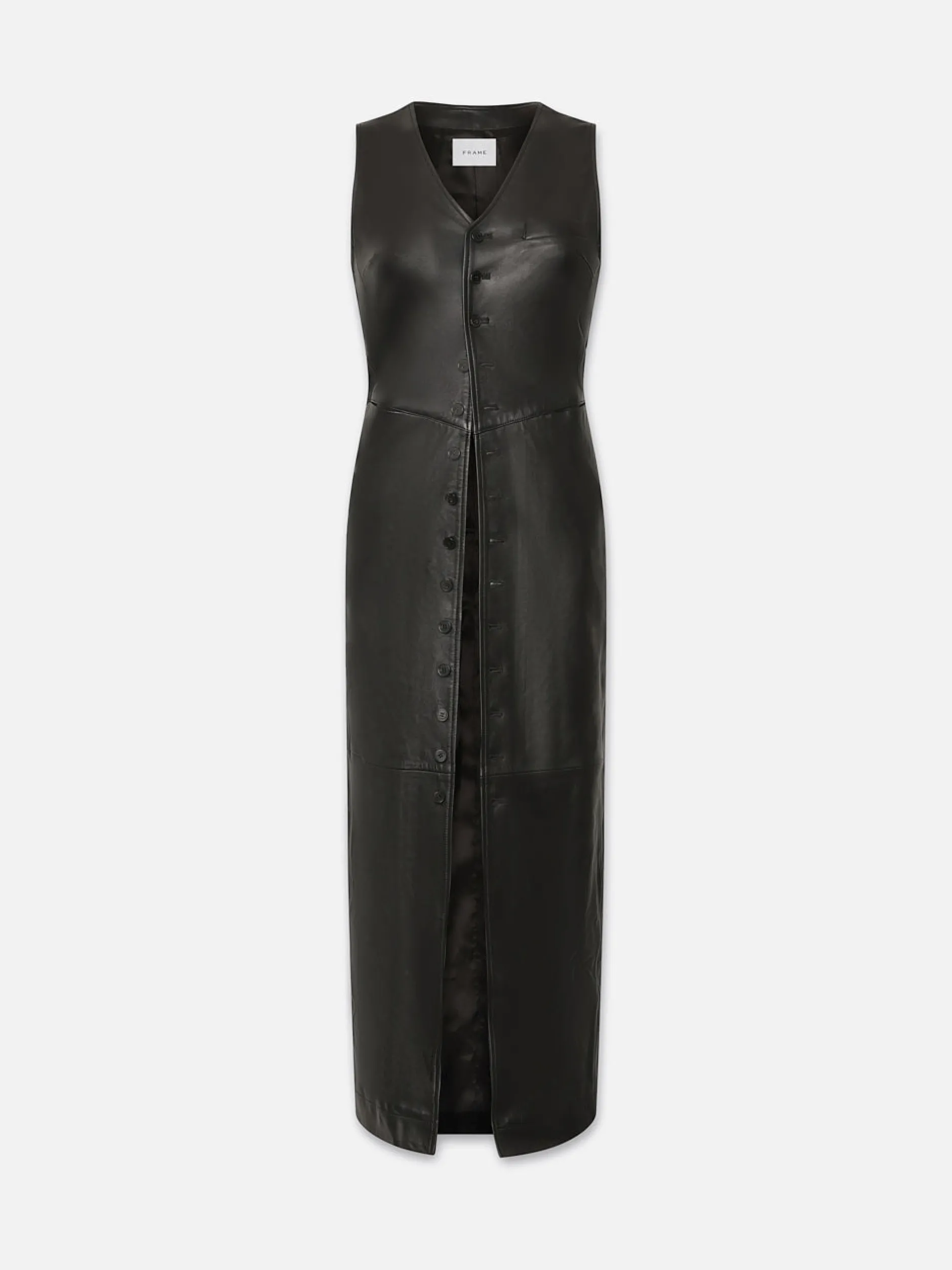 FRAME Leather Midi Vest Dress in<Women Leather & Suede|Jackets & Coats