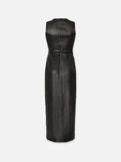 FRAME Leather Midi Vest Dress in<Women Leather & Suede|Jackets & Coats