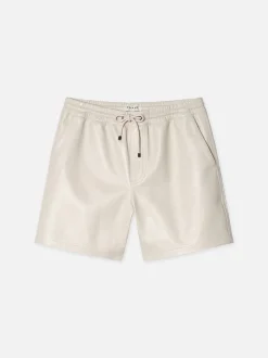 FRAME Leather Volley Short in White Canvas< Leather & Suede|Pants & Shorts