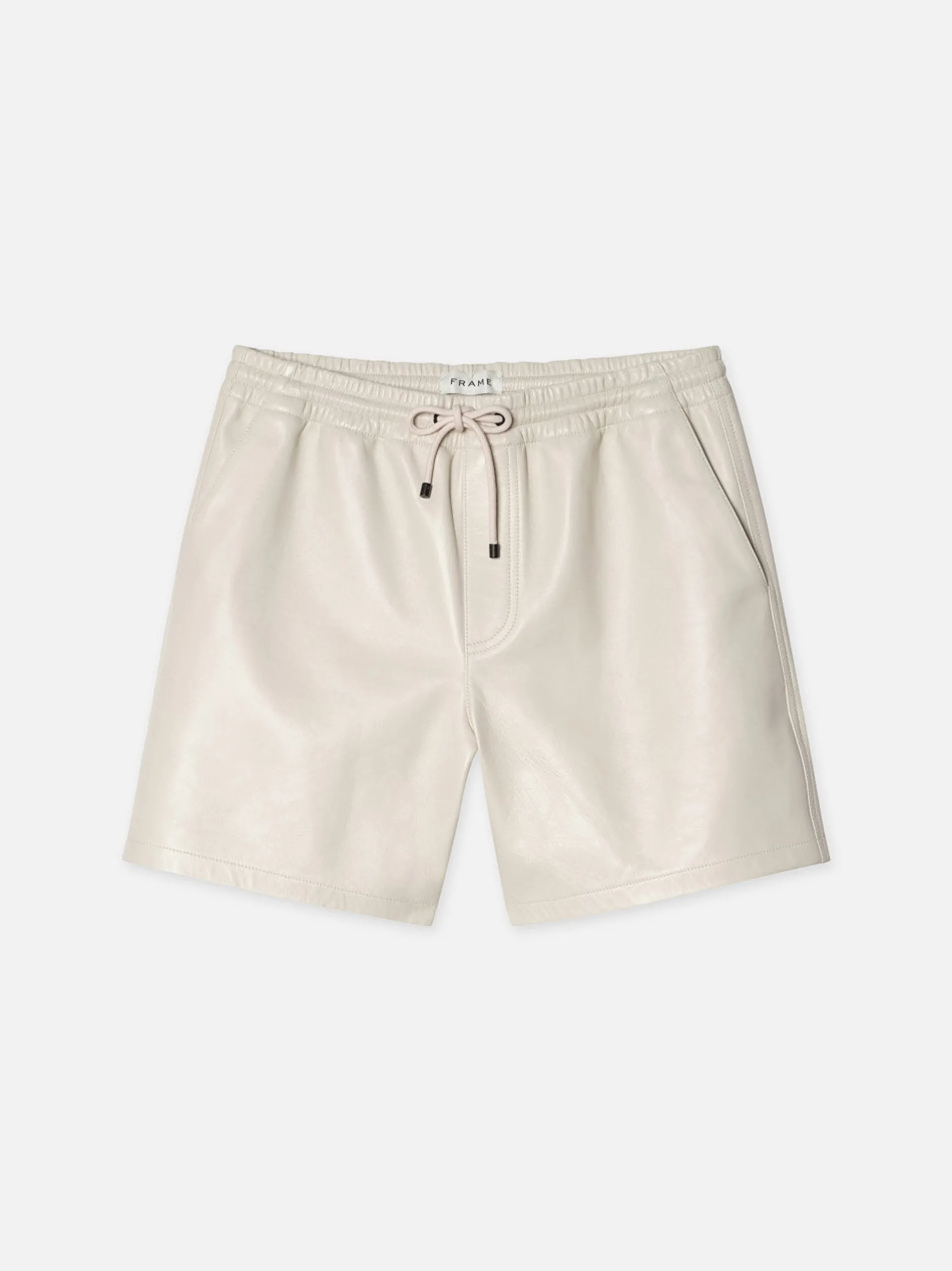 FRAME Leather Volley Short in White Canvas< Leather & Suede|Pants & Shorts