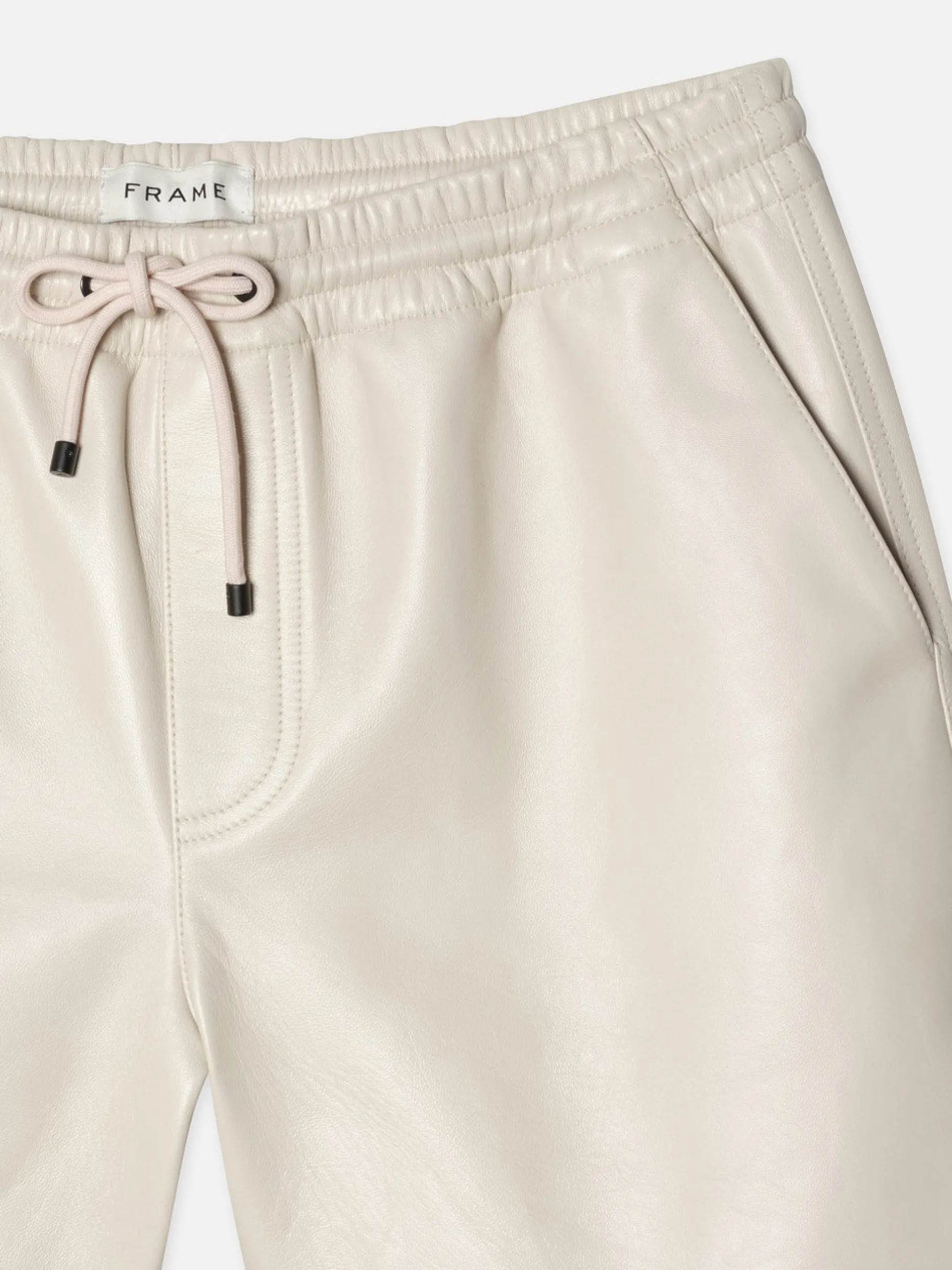FRAME Leather Volley Short in White Canvas< Leather & Suede|Pants & Shorts