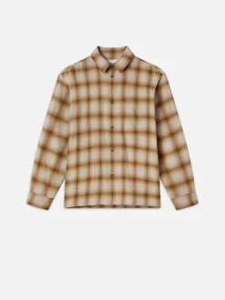 FRAME Light Weight Plaid Shirt in Tan Plaid< Shirts