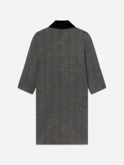 FRAME Long Herringbone Coat in Black Multi<Women Jackets & Coats