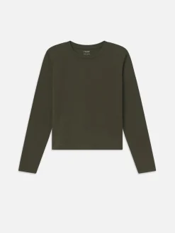 FRAME Long Sleeve Baby Tee in Rich Military<Women Tanks & Tees