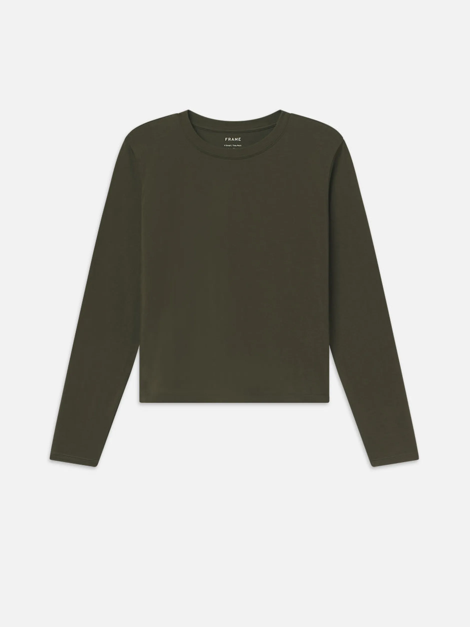 FRAME Long Sleeve Baby Tee in Rich Military<Women Tanks & Tees