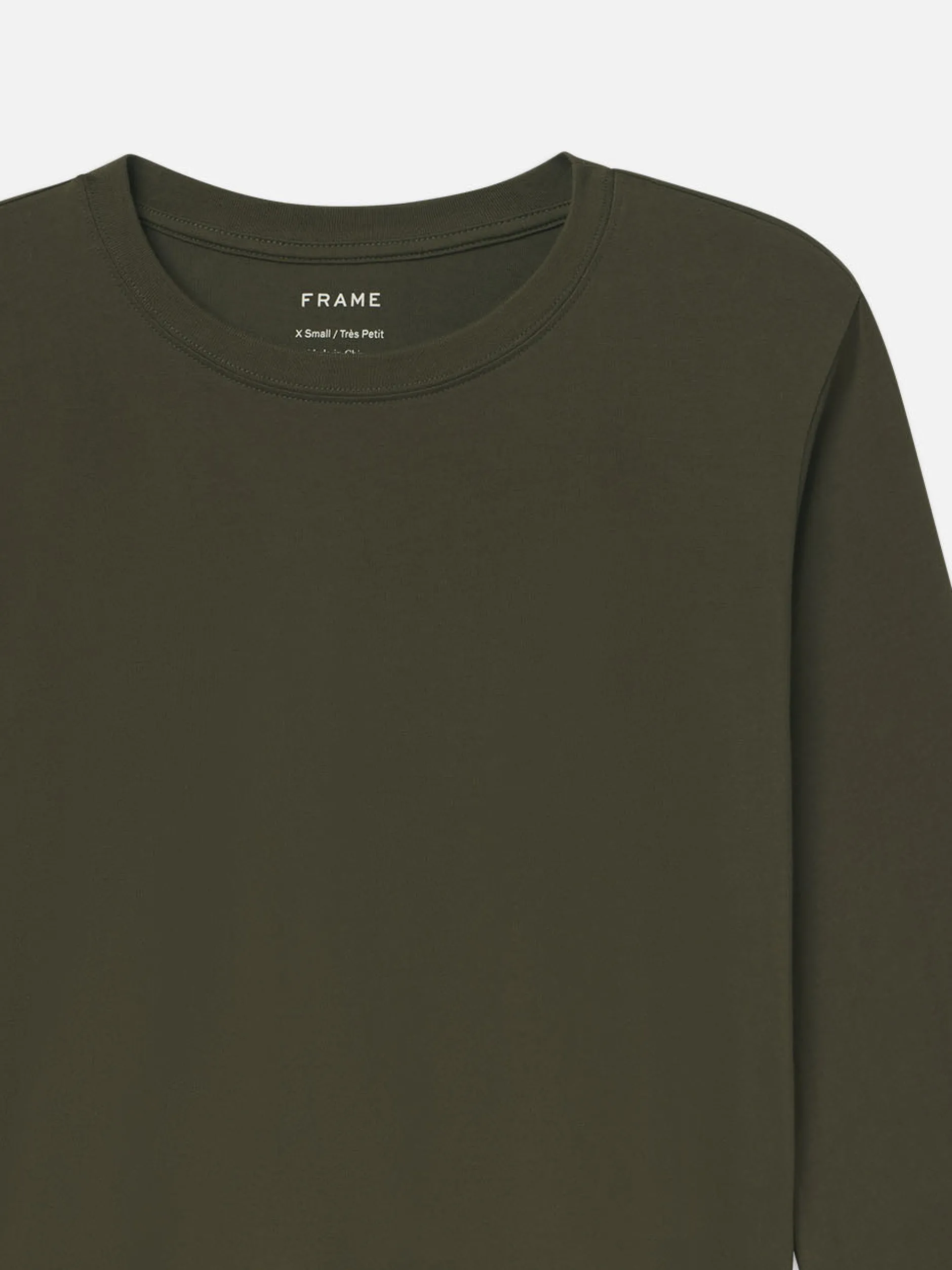 FRAME Long Sleeve Baby Tee in Rich Military<Women Tanks & Tees