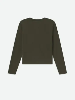 FRAME Long Sleeve Baby Tee in Rich Military<Women Tanks & Tees