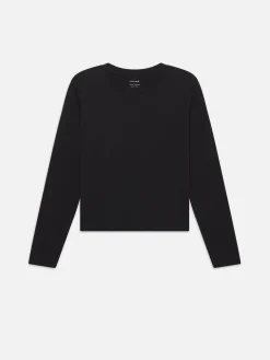 FRAME Long Sleeve Baby Tee in<Women Tanks & Tees