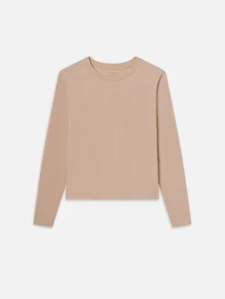 FRAME Long Sleeve Baby Tee in Almond Pink<Women Tanks & Tees