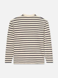 FRAME Long Sleeve Relaxed Striped Tee in Dark Navy Stripe< Tees & Polos